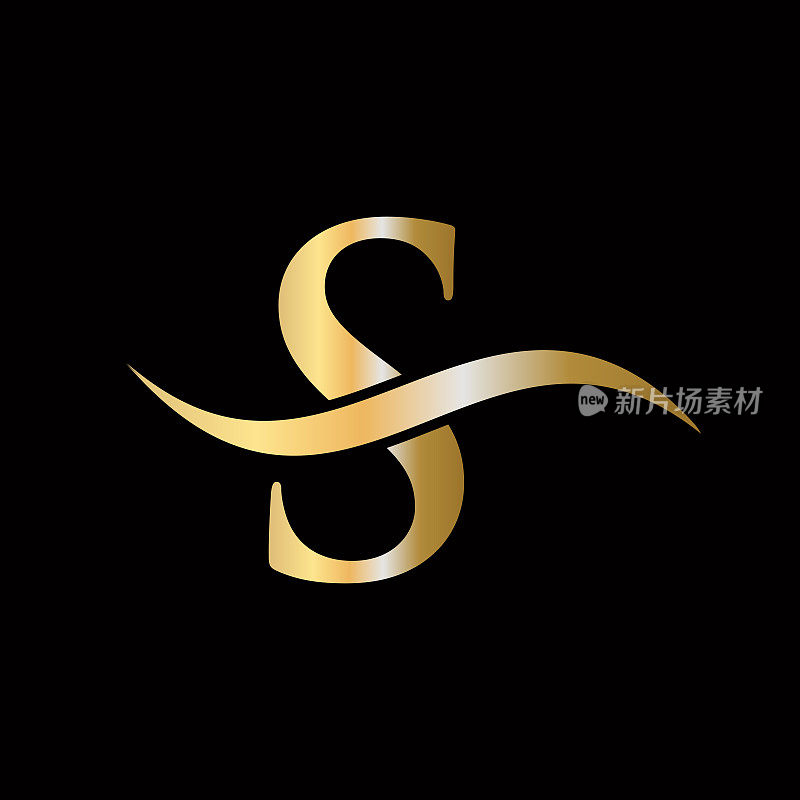 S字母首字母豪华标志模板。Premium S Logo金色概念。S字母标志与金色豪华颜色和字母组合设计